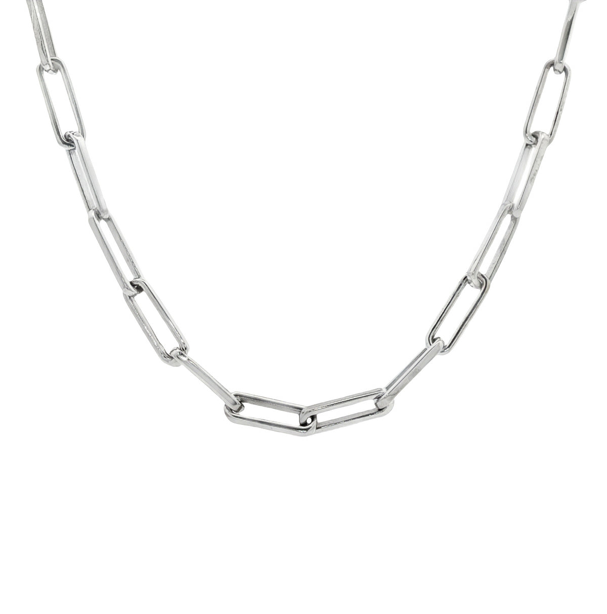 14kt White Gold 3.3mm Paperclip link Chain 16 inch,18 inch,20 inch