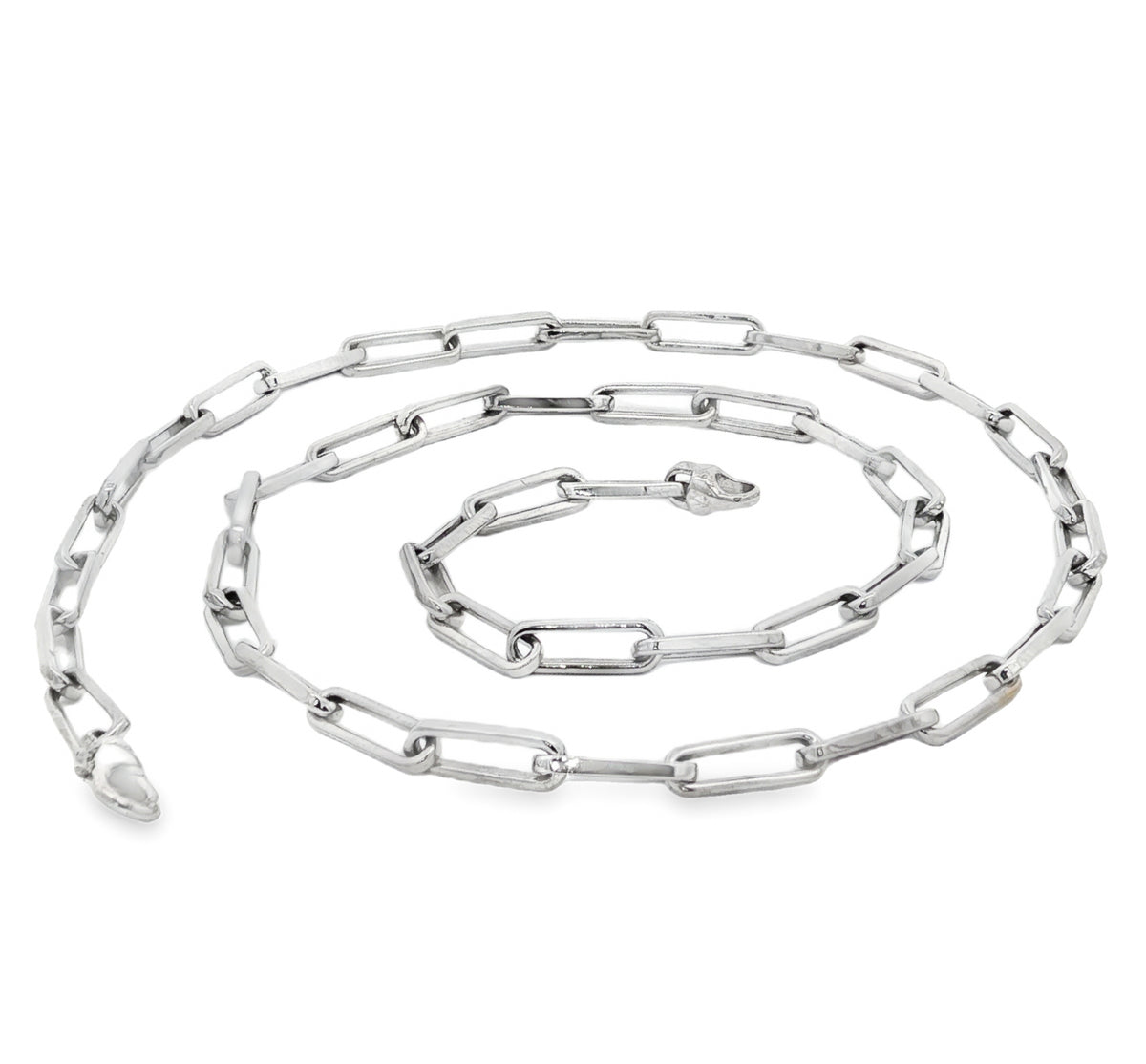 14kt White Gold 3.3mm Paperclip link Chain 16 inch,18 inch,20 inch