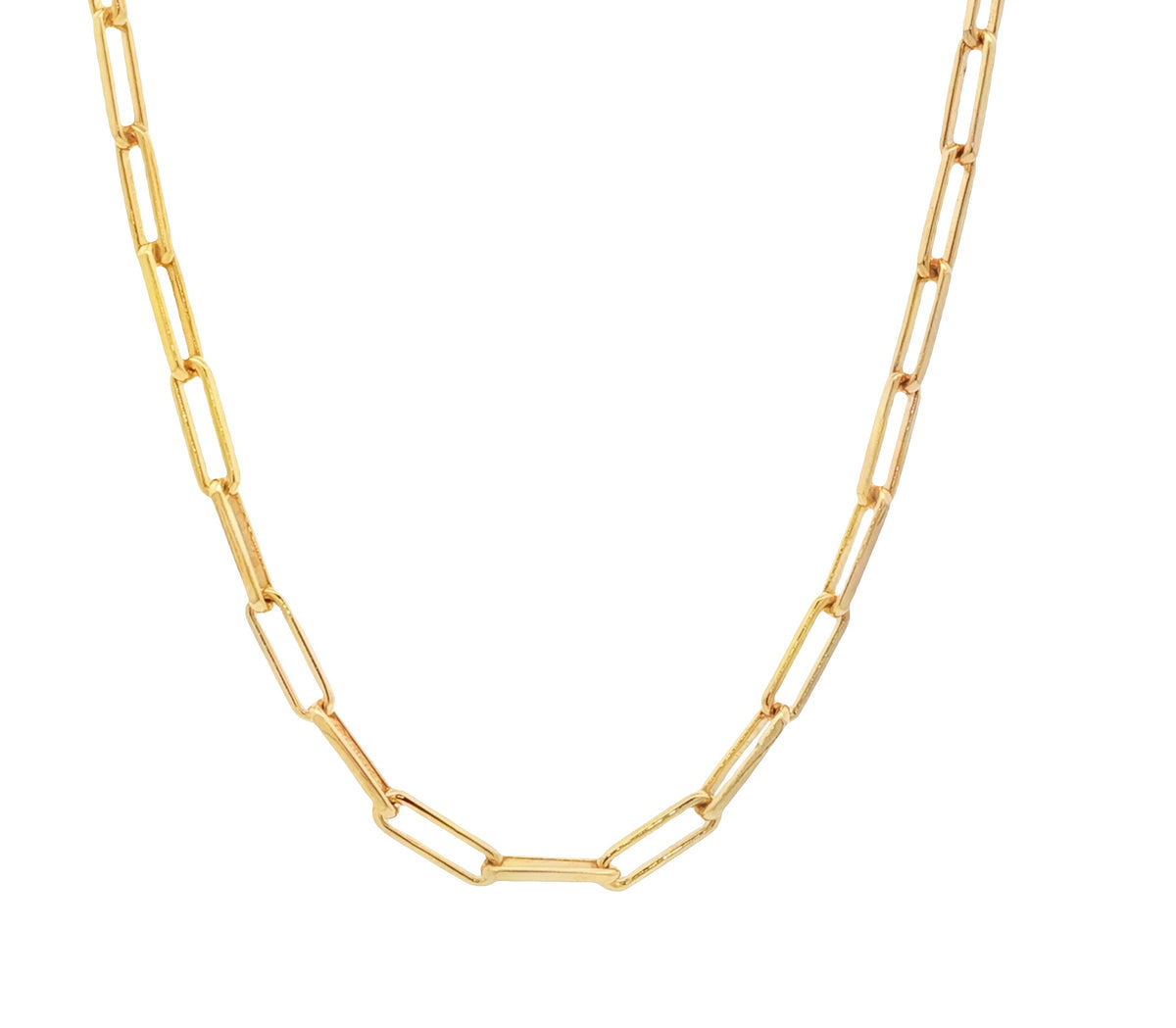 14kt Yellow Gold 3.3mm Paperclip link Chain 16 inch,18 inch,20 inch,22 inch,24 inch