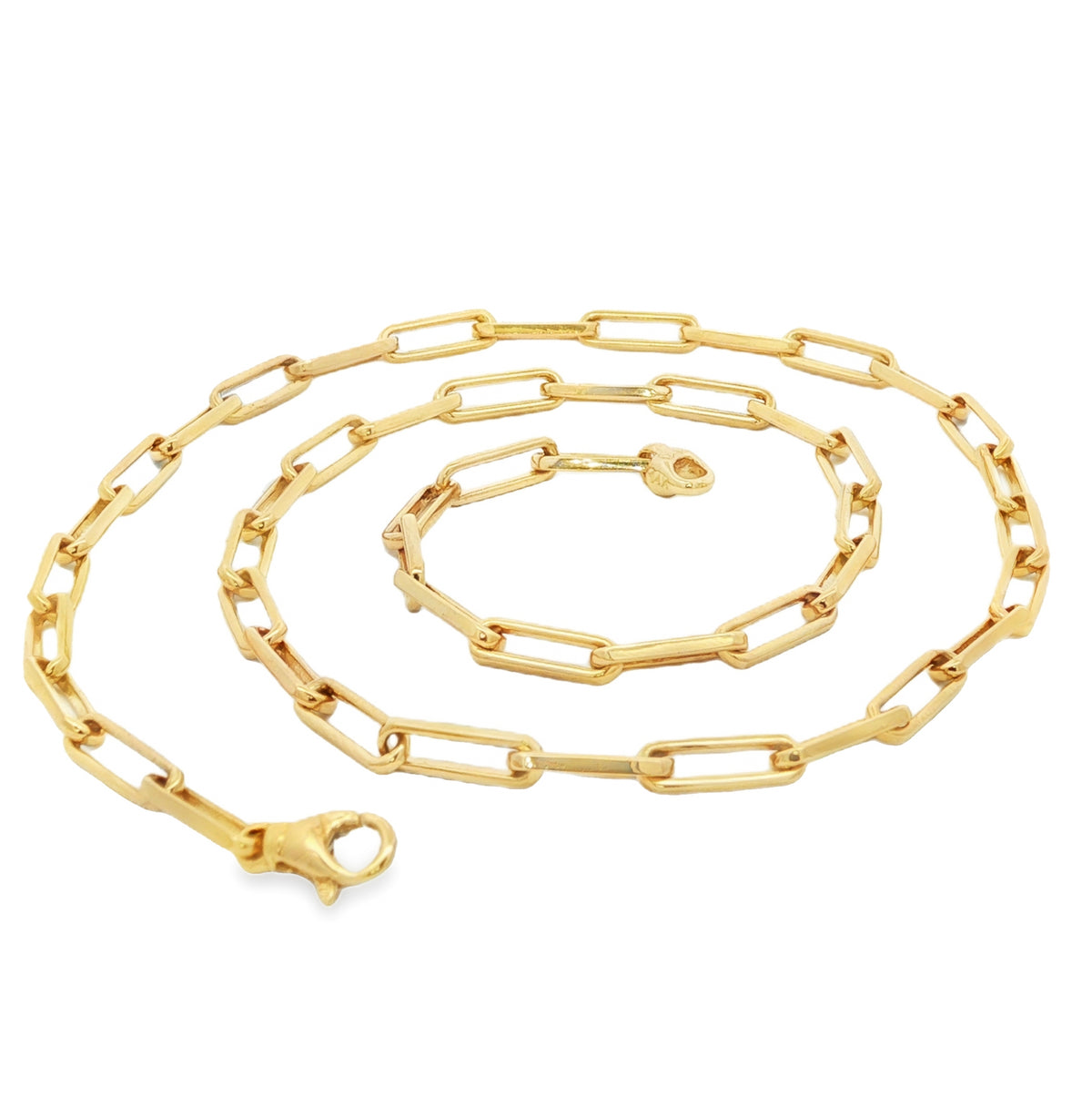 14kt Yellow Gold 3.3mm Paperclip link Chain 16 inch,18 inch,20 inch,22 inch,24 inch