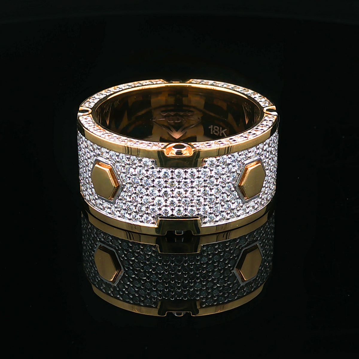 Medoro Hexagon Men's Eternity Ring – 18KT Yellow Gold with 3.64 CTW Pave Diamonds