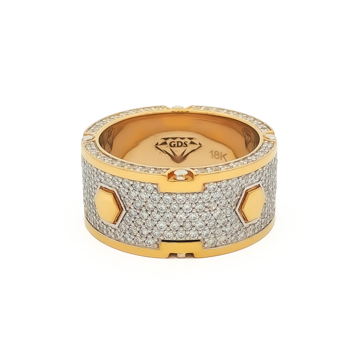 Medoro Hexagon Men's Eternity Ring – 18KT Yellow Gold with 3.64 CTW Pave Diamonds