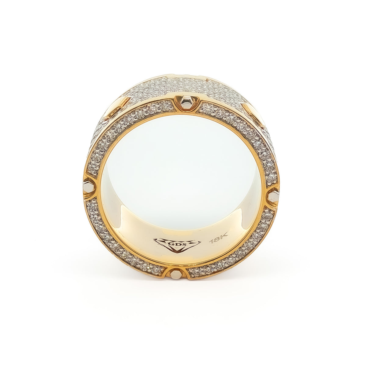Medoro Hexagon Men's Eternity Ring – 18KT Yellow Gold with 3.64 CTW Pave Diamonds