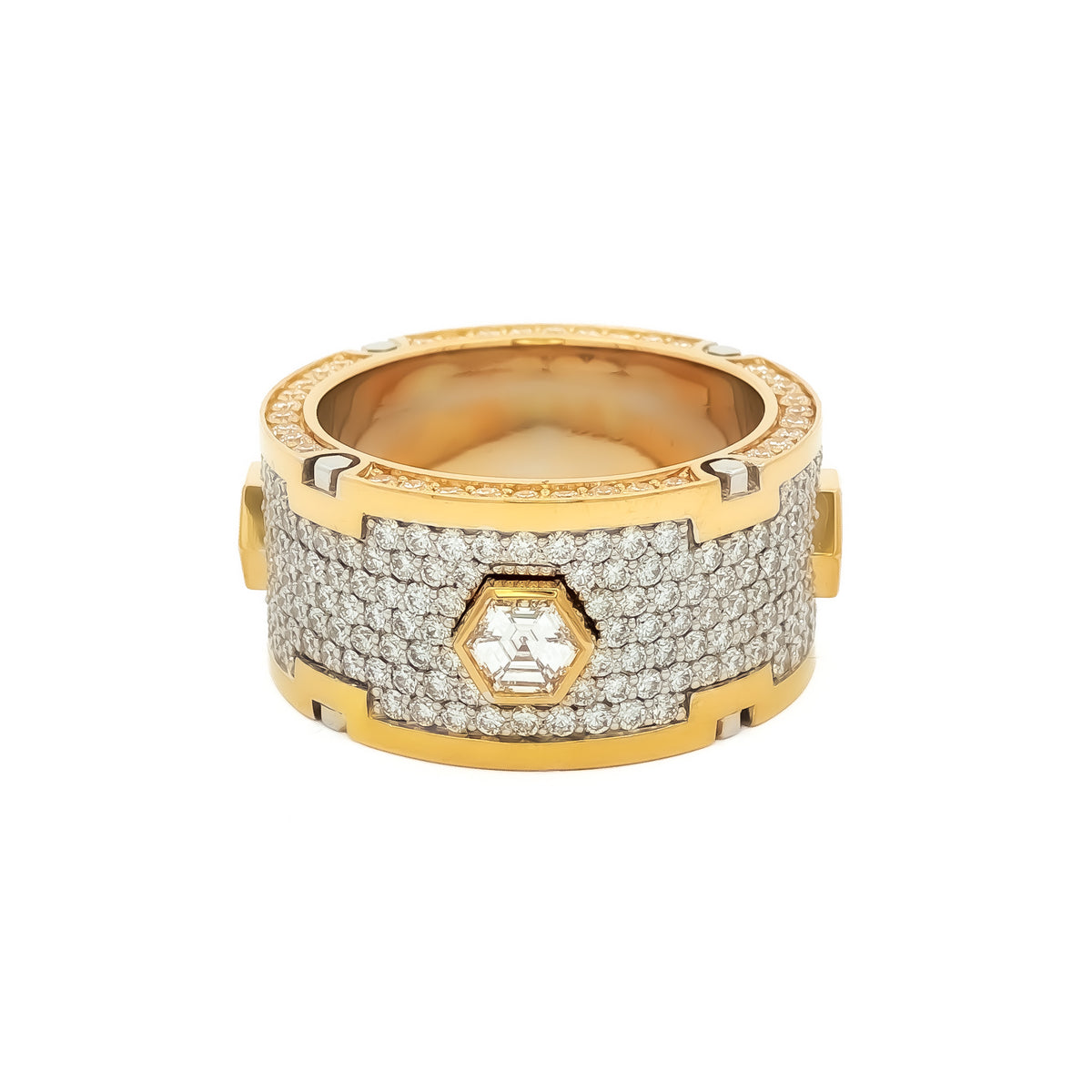 Medoro Hexagon Men's Eternity Ring – 18KT Yellow Gold with 5.13 CTW Diamonds