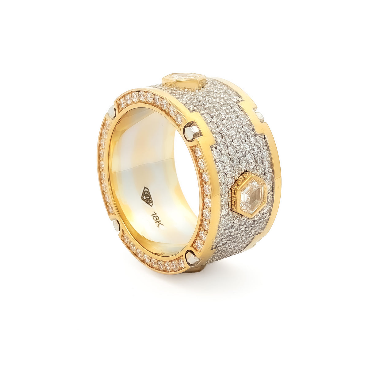 Medoro Hexagon Men's Eternity Ring – 18KT Yellow Gold with 5.13 CTW Diamonds
