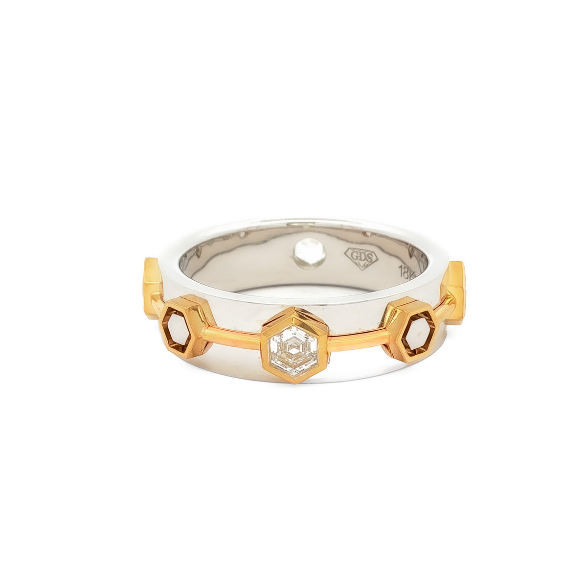 Medoro Hexagon Men's Eternity Ring – 18KT Yellow & White Gold with 1.26 CTW Diamonds