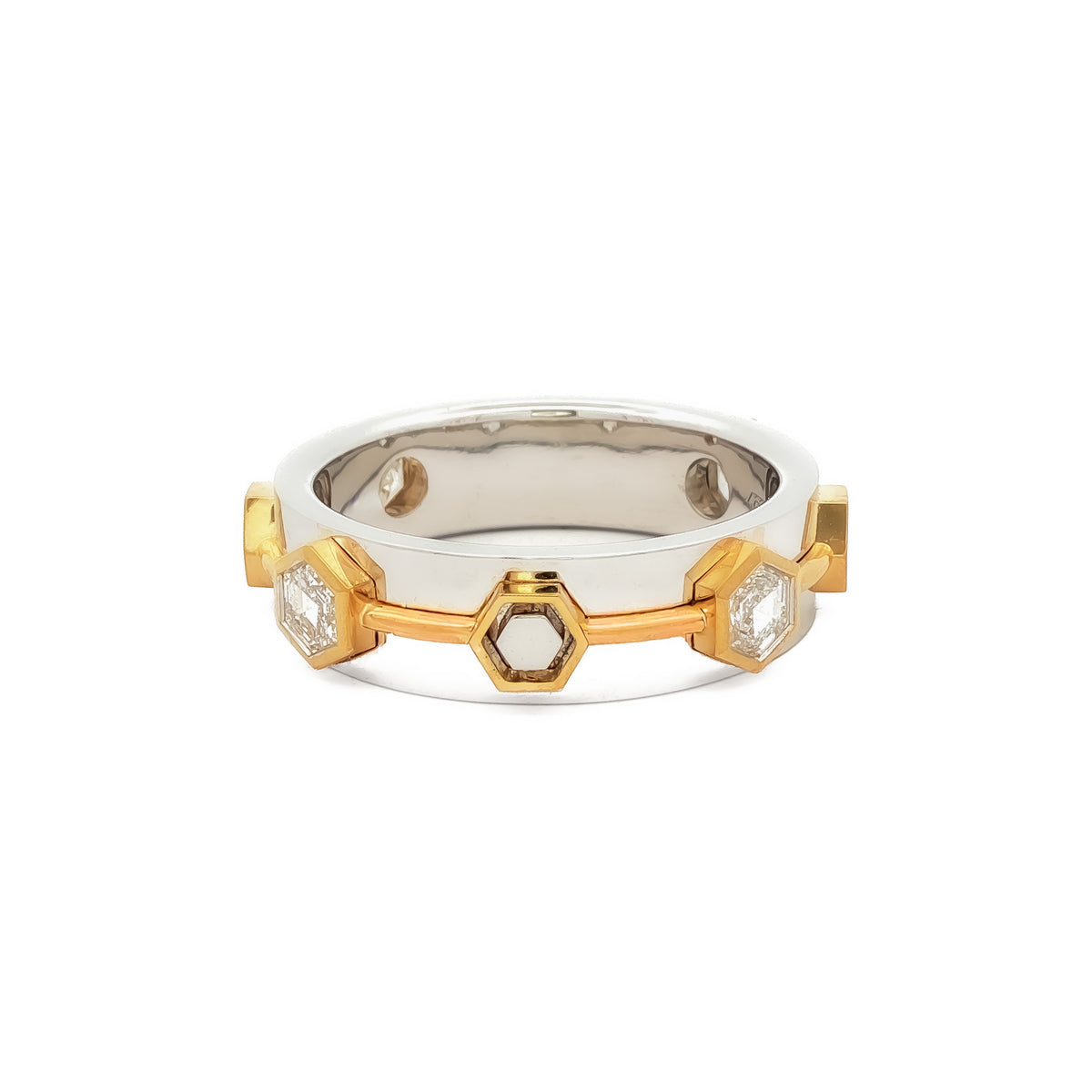 Medoro Hexagon Men's Eternity Ring – 18KT Yellow & White Gold with 1.26 CTW Diamonds