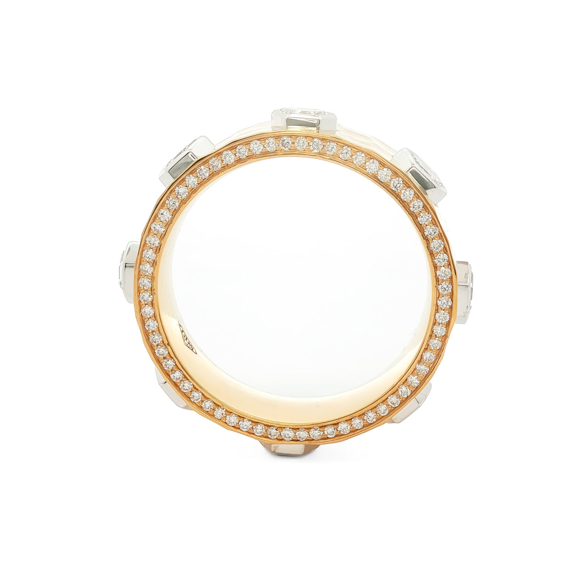 Medoro Hammered Men's Eternity Ring – 18KT Yellow Gold with 3.12 CTW Hexagon Diamonds