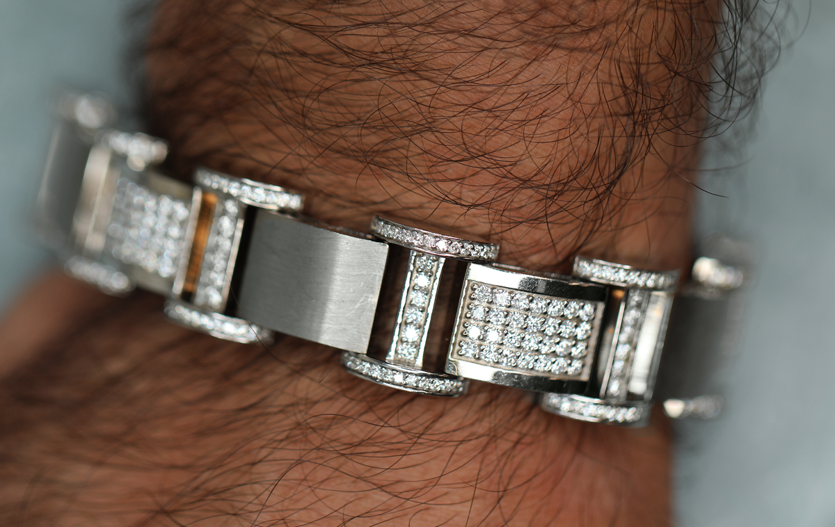 MEN'S 14KT WHITE GOLD 6.30CTW DIAMOND BRACELET