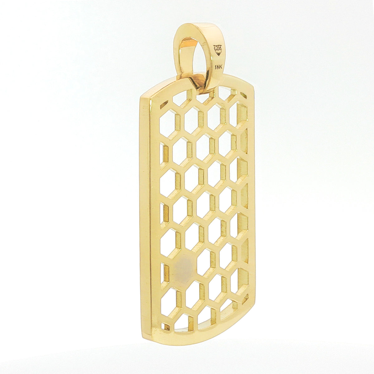 Medoro 18kt Yellow Gold Honeycomb Cutout Dog Tag Pendant
