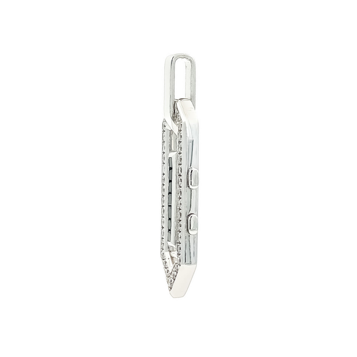 Medoro 14kt White Gold 0.57 ctw Black and White Round Diamond Geometric Pendant