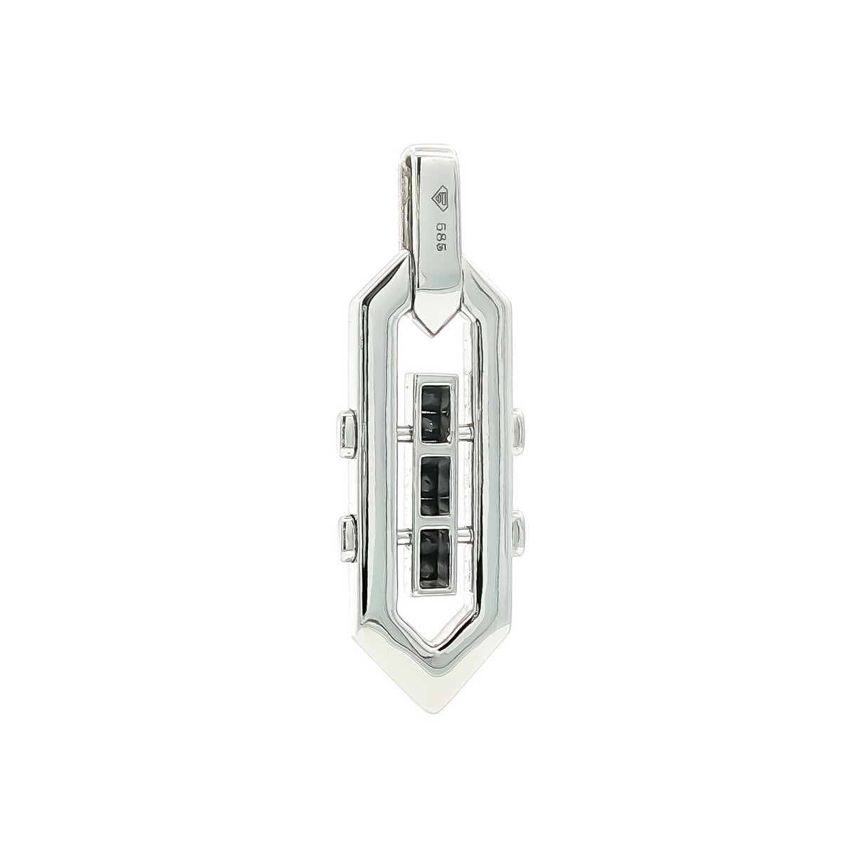 Medoro 14kt White Gold 0.57 ctw Black and White Round Diamond Geometric Pendant