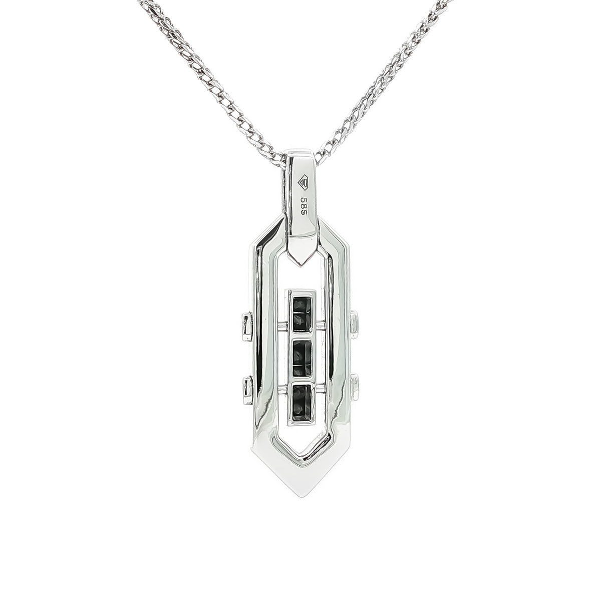 Medoro 14kt White Gold 0.57 ctw Black and White Round Diamond Geometric Pendant