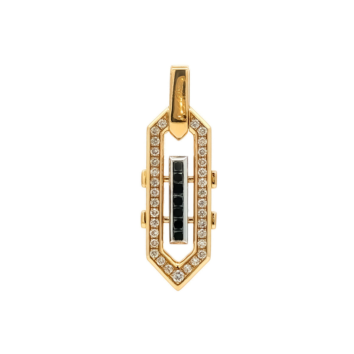 Medoro 14kt Yellow and White Gold 0.59 ctw Black and White Diamond Geometric Pendant