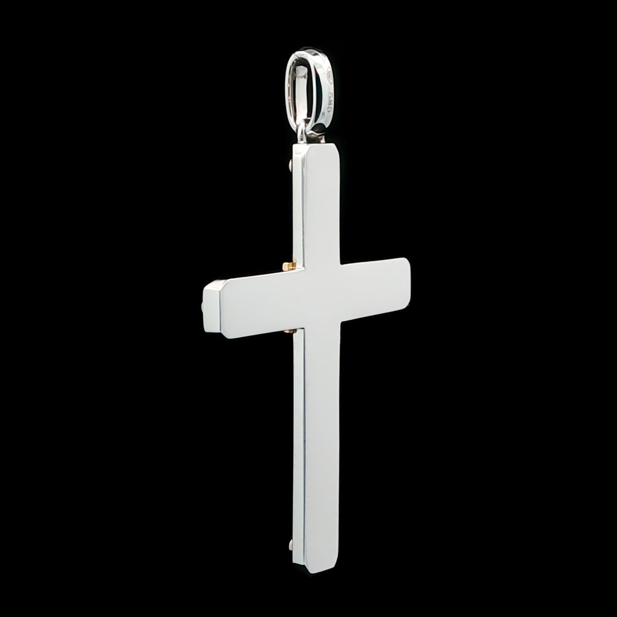 Medoro 14kt White and Yellow Gold 0.52 ctw Double Row Black Diamond Cross Pendant