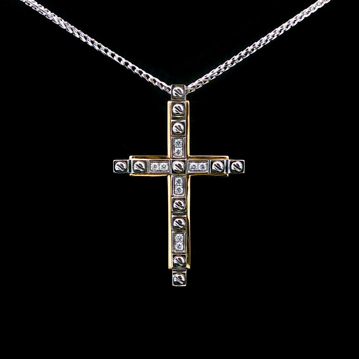 Medoro 14kt White and Yellow Gold 0.12 ctw Diamond Cross Pendant
