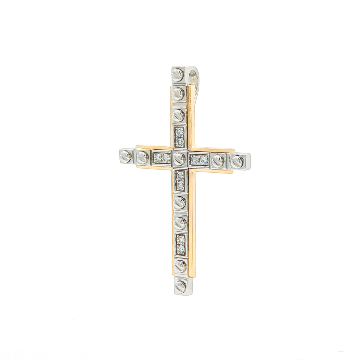 Medoro 14kt White and Yellow Gold 0.12 ctw Diamond Cross Pendant
