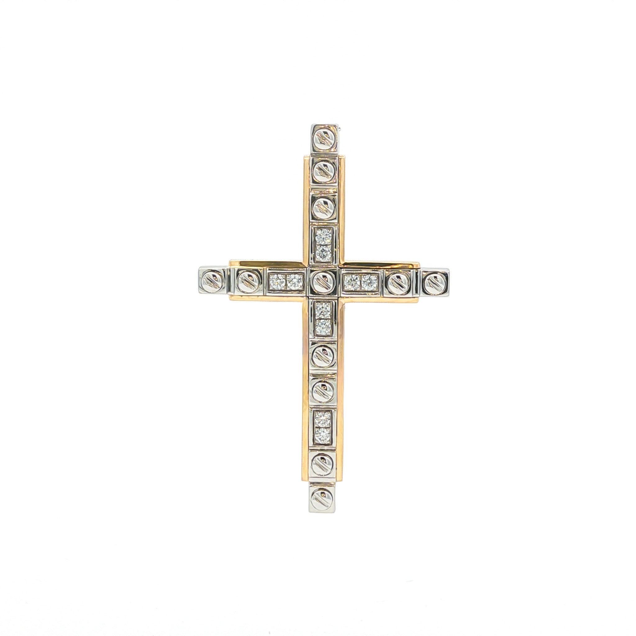 Medoro 14kt White and Yellow Gold 0.12 ctw Diamond Cross Pendant