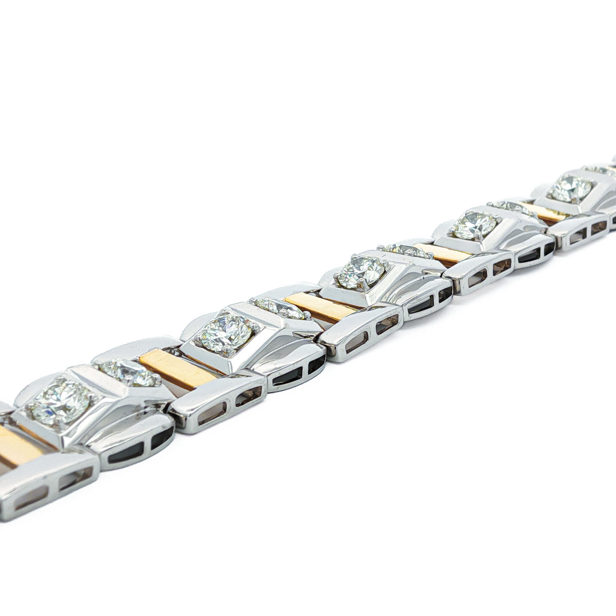 Mens Platinum/18kt Yellow Gold Two-Tone 7.67ctw Round Diamond Bracelet, 8in