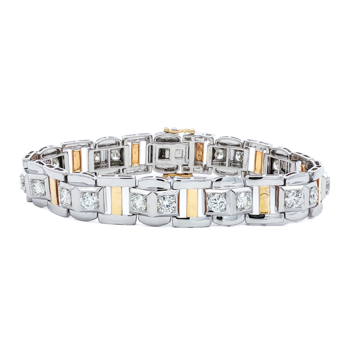 Mens Platinum/18kt Yellow Gold Two-Tone 7.67ctw Round Diamond Bracelet, 8in