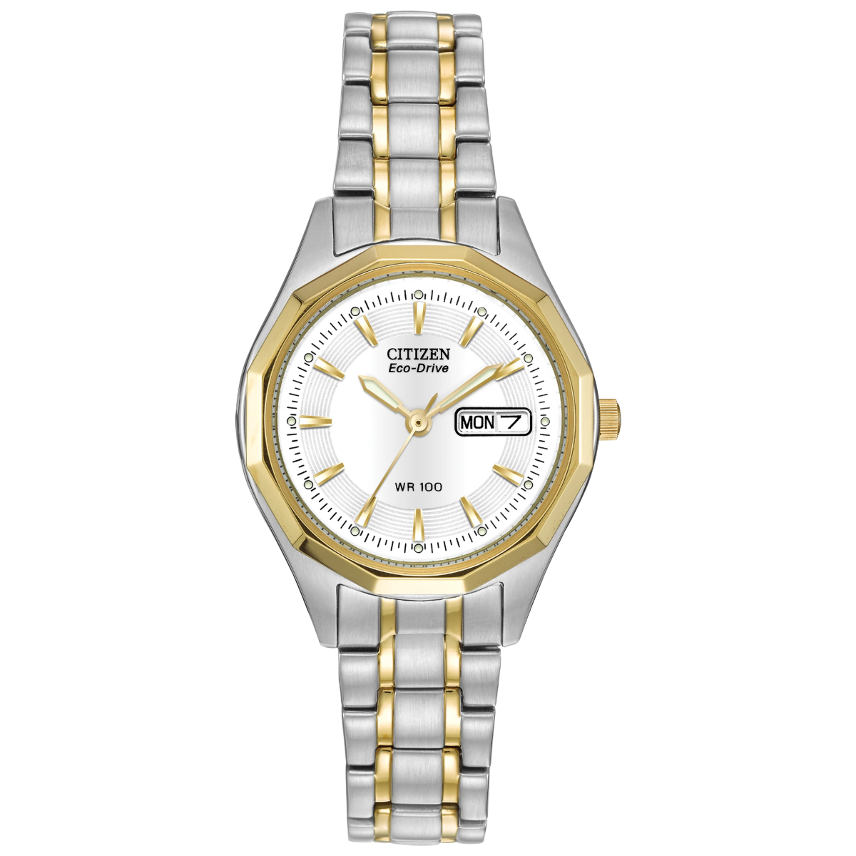 Citizen Eco-Drive Ladies Two-Tone White Dial Watch