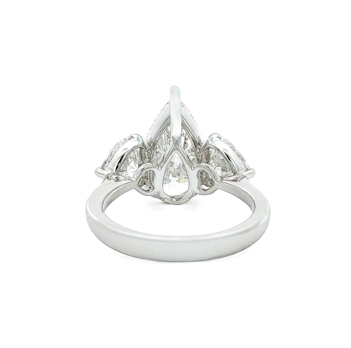 Juleve Platinum 4.01 ct Pear-Shaped Diamond Engagement Ring with Heart-Shaped Side Diamonds 5,5.5,6,6.5,7,7.5,8