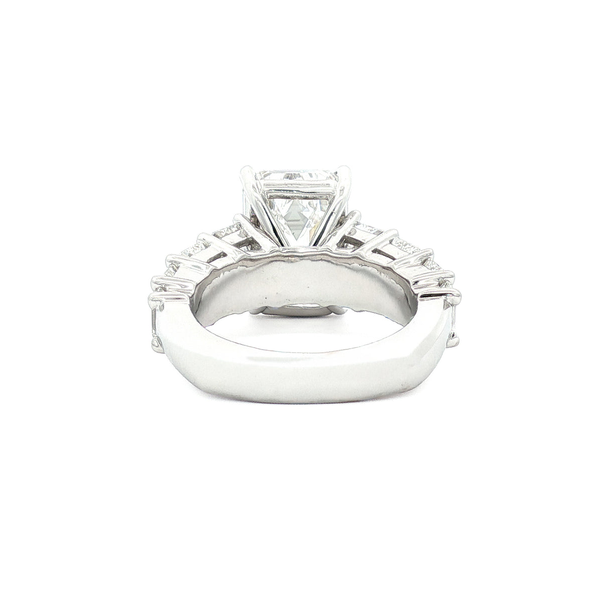 Juleve 18kt White Gold 5.03 ct Emerald Cut with 3.50 ctw Graduated Emerald Cut Diamond Ring 5,5.5,6,6.5,7,7.5,8