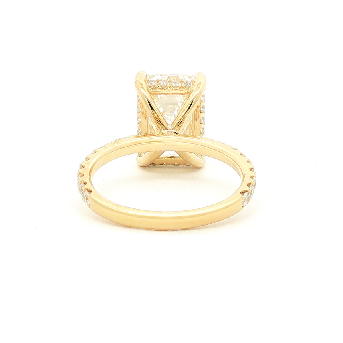 18kt Yellow Gold 5.11 ct Emerald-Cut Diamond Engagement Ring with Hidden Halo 5,5.5,6,6.5,7,7.5,8