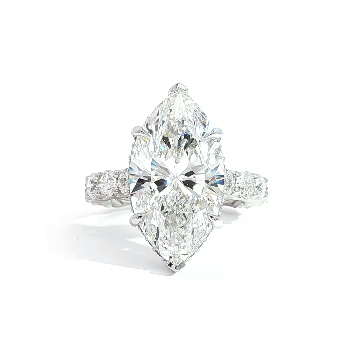18KT White Gold 8.02 CT Marquise Diamond with 1.99 CTW Trellis Engagement Ring 5,5.5,6,6.5,7,7.5,8