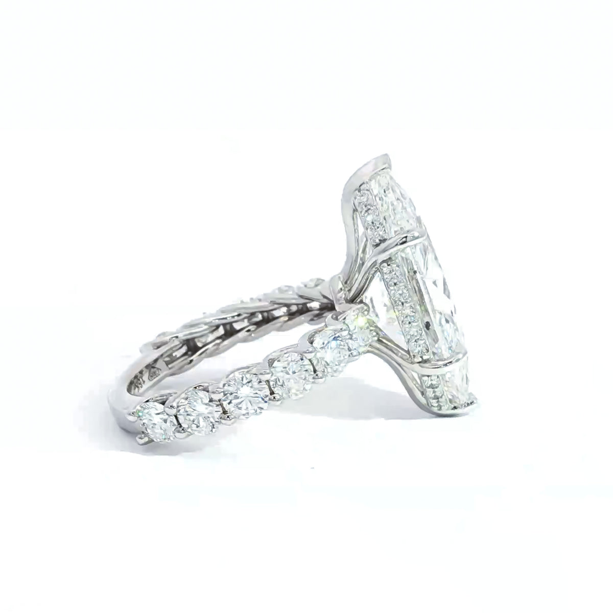 18KT White Gold 8.02 CT Marquise Diamond with 1.99 CTW Trellis Engagement Ring 5,5.5,6,6.5,7,7.5,8