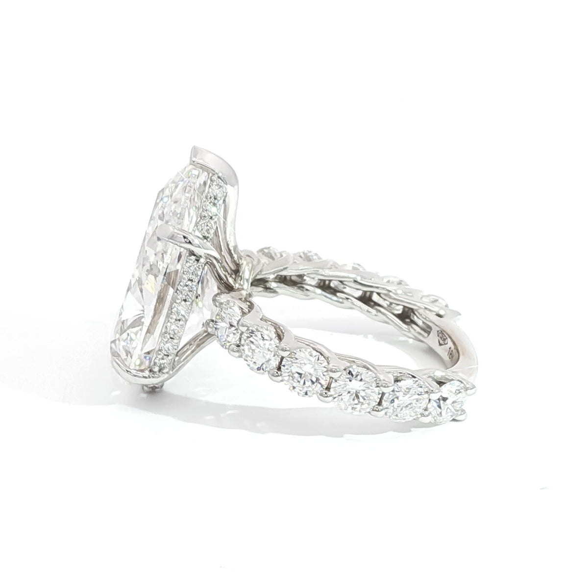 18kt White Gold 10.38 CT Pear Shape Diamond with 2.64 CTW Hidden Halo Engagement Ring 5,5.5,6,6.5,7,7.5,8