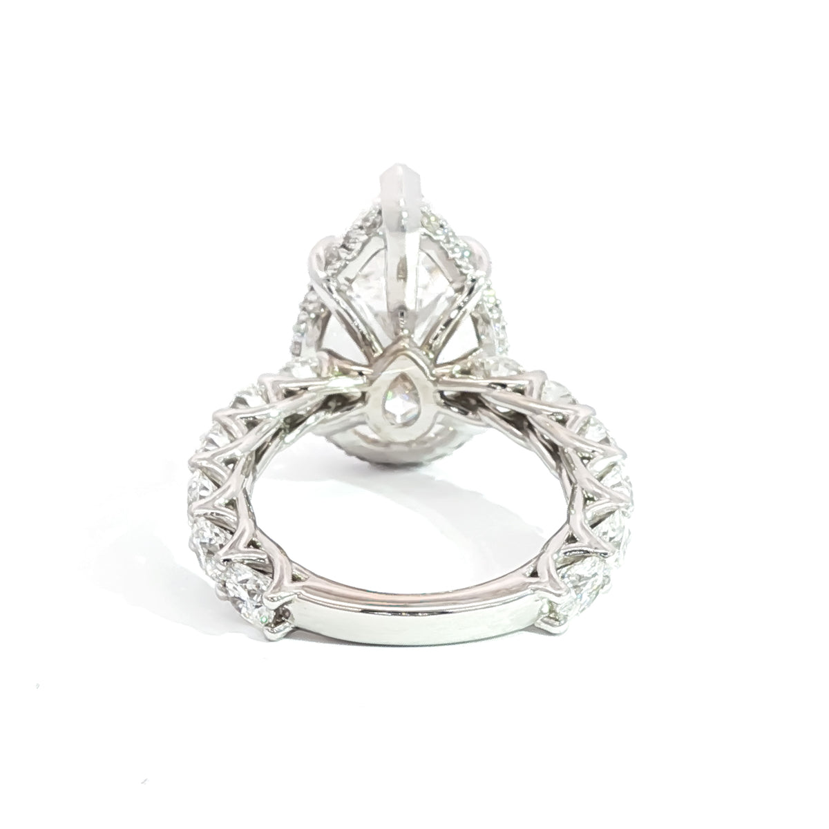 18kt White Gold 10.38 CT Pear Shape Diamond with 2.64 CTW Hidden Halo Engagement Ring 5,5.5,6,6.5,7,7.5,8