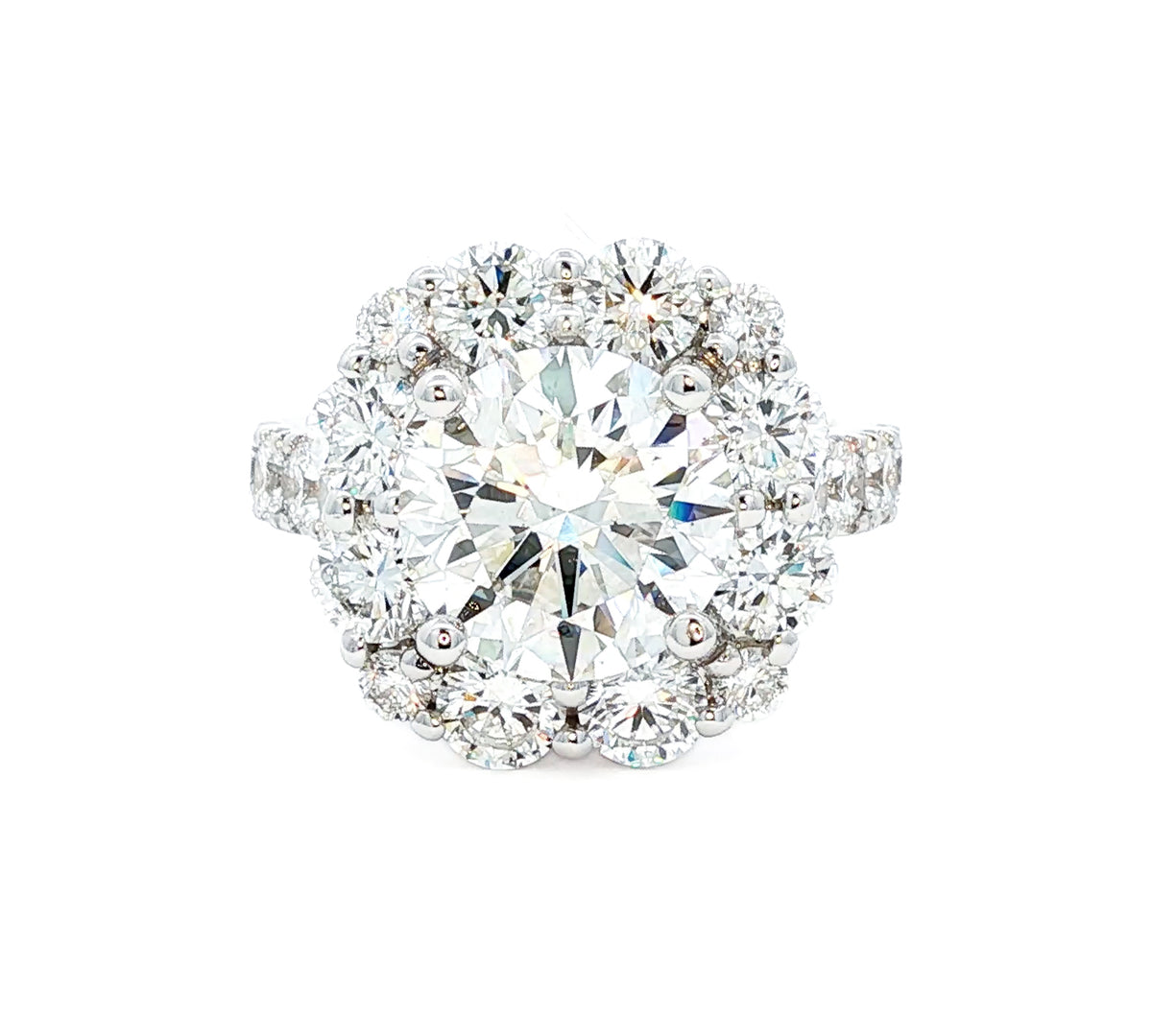 Juleve 14kt White Gold 4.01 ct Round Brilliant Diamond with 2.90 ctw Halo Engagement Ring 5,5.5,6,6.5,7,7.5,8