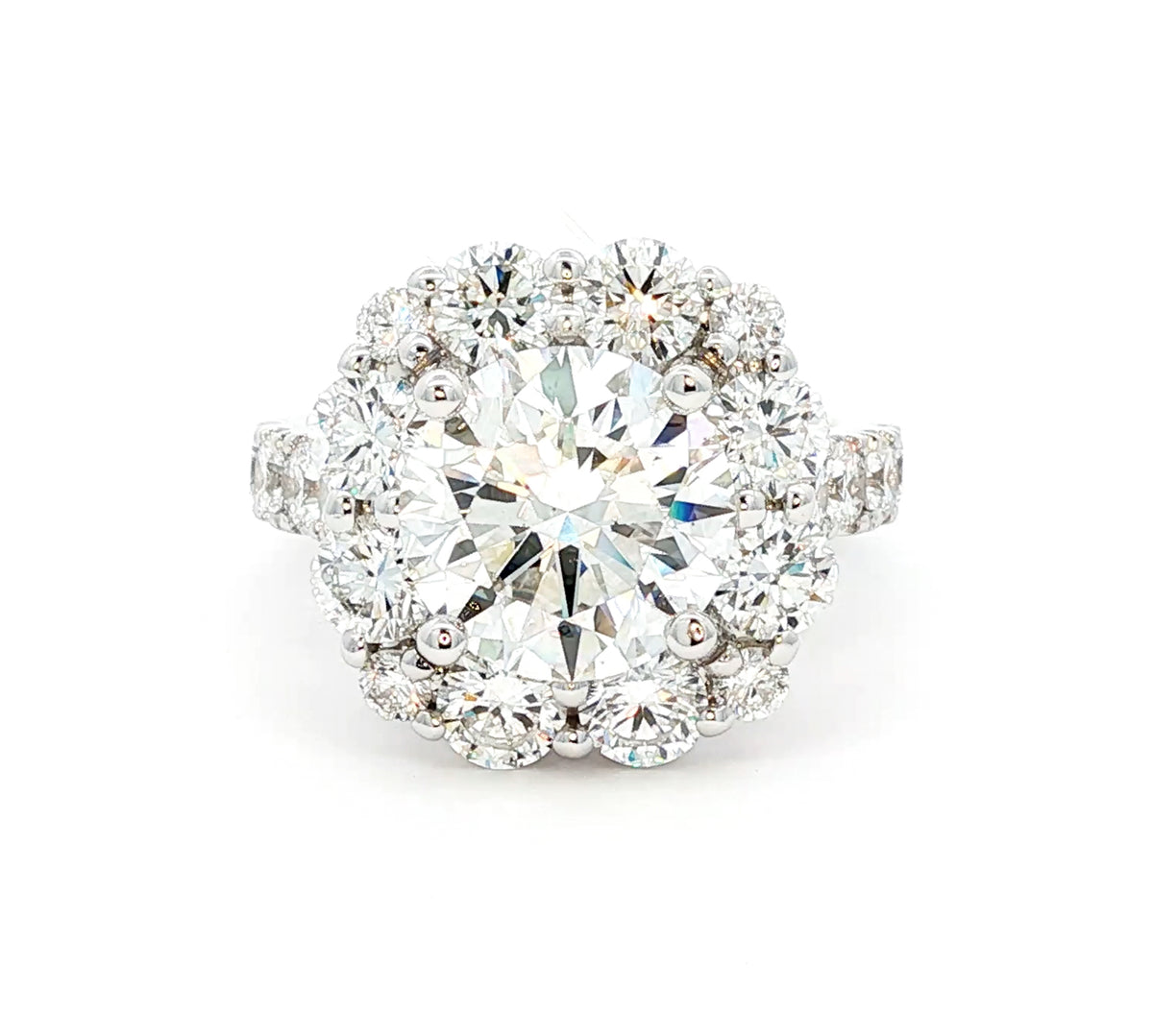 14kt White Gold 4.01 ct Round Brilliant Diamond with 2.90 ctw Halo Engagement Ring 5,5.5,6,6.5,7,7.5,8