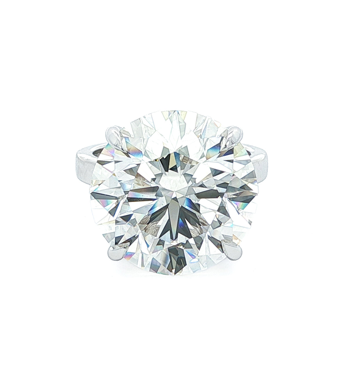 Juleve 14kt White Gold 4-Prong Solitaire 17.50 Round Brilliant Diamond Engagement Ring 5,5.5,6,6.5,7,7.5,8,8.5,9