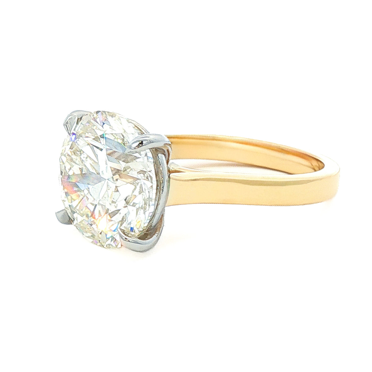 Juleve 18kt Yellow Gold 7.51 ct Round Brilliant Diamond Solitaire Engagement Ring 5,5.5,6,6.5,7,7.5,8,8.5,9