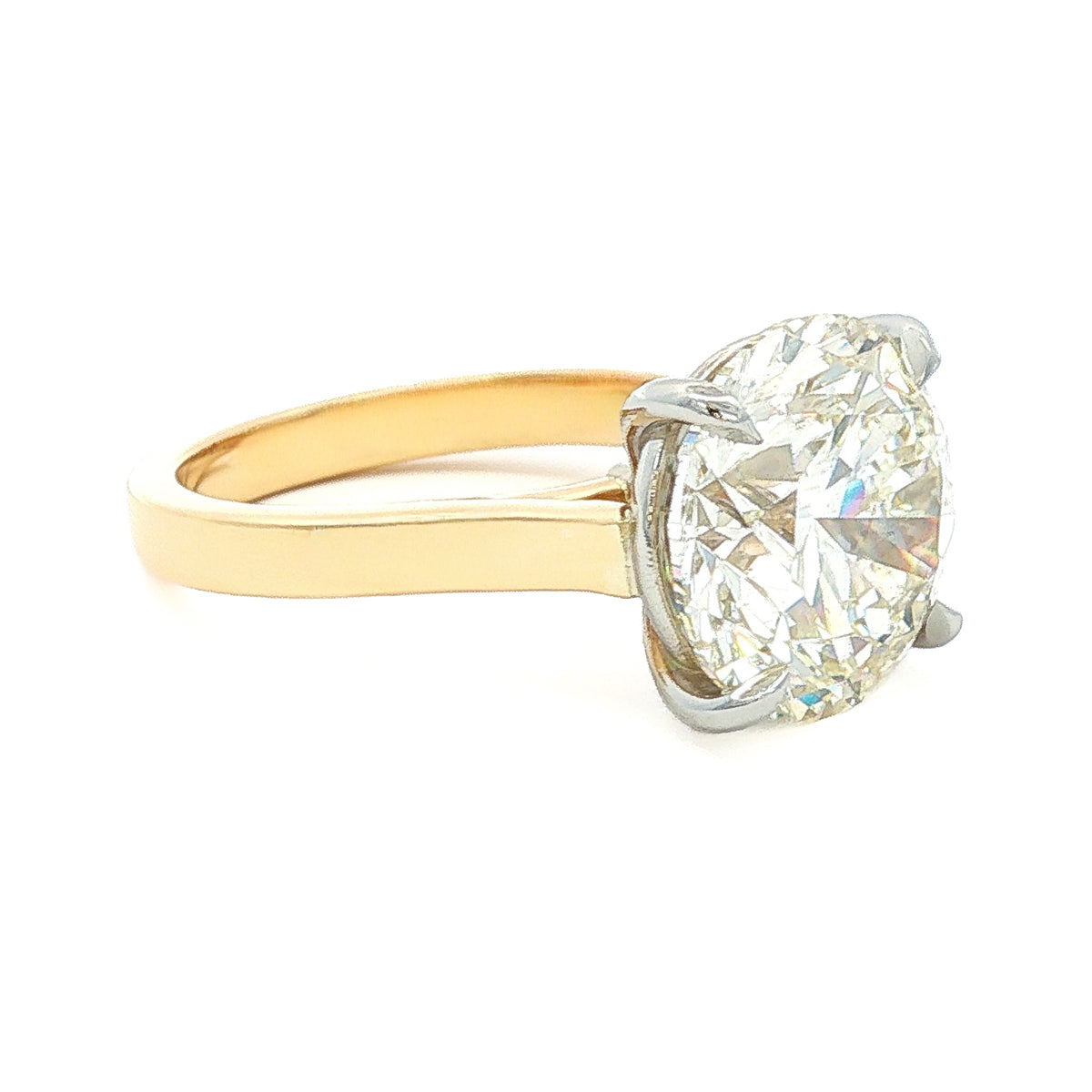 Juleve 18kt Yellow Gold 7.51 ct Round Brilliant Diamond Solitaire Engagement Ring 5,5.5,6,6.5,7,7.5,8,8.5,9