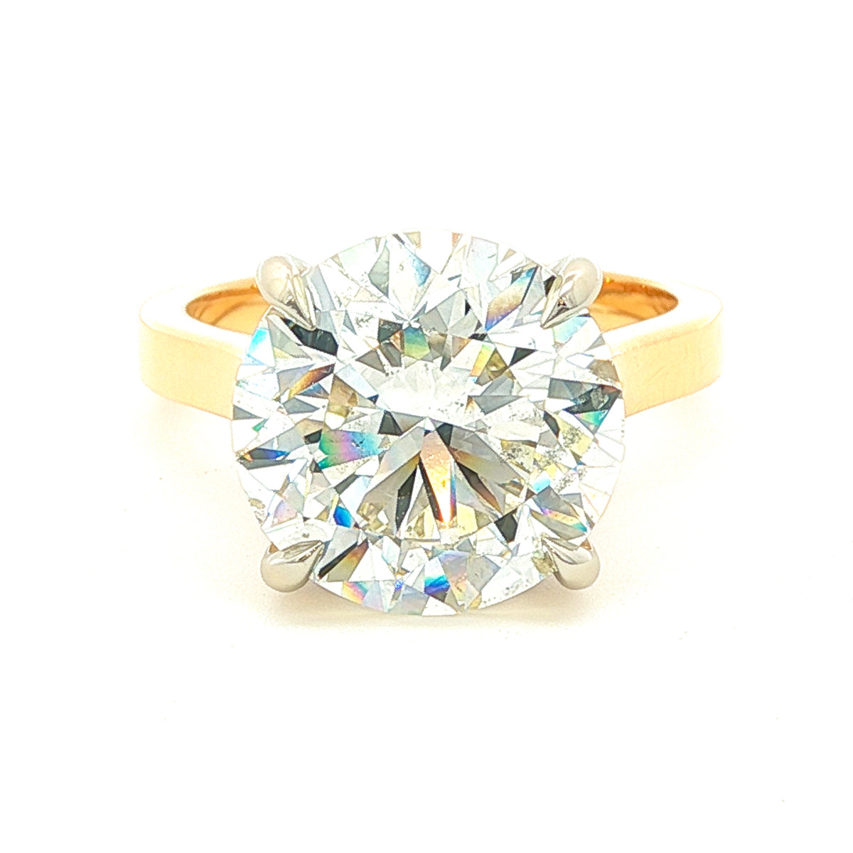 18kt Yellow Gold 7.51 ct Round Brilliant Diamond Solitaire Engagement Ring 5,5.5,6,6.5,7,7.5,8,8.5,9