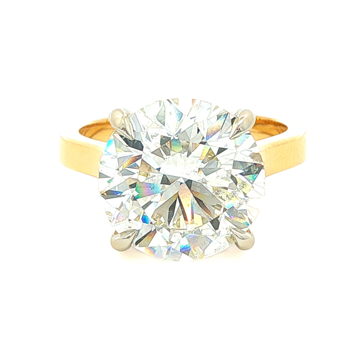 Juleve 18kt Yellow Gold 7.51 ct Round Brilliant Diamond Solitaire Engagement Ring 5,5.5,6,6.5,7,7.5,8,8.5,9