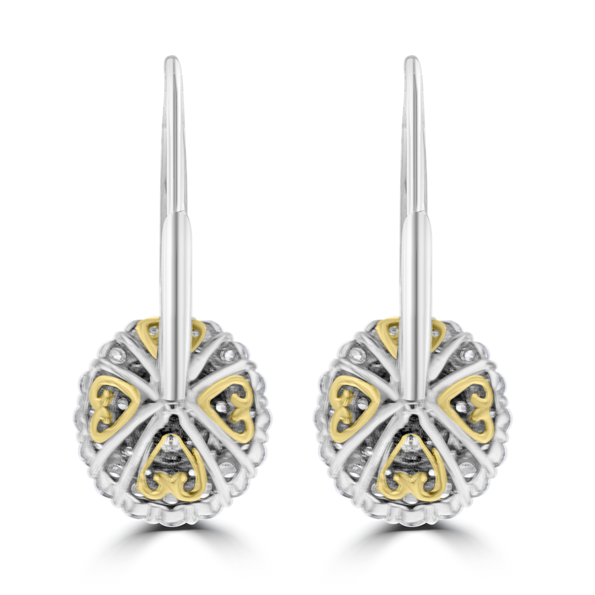 18KT GOLD 1.01 CTW YELLOW & 1.13 CTW WHITE DIAMOND OVAL HALO EARRINGS