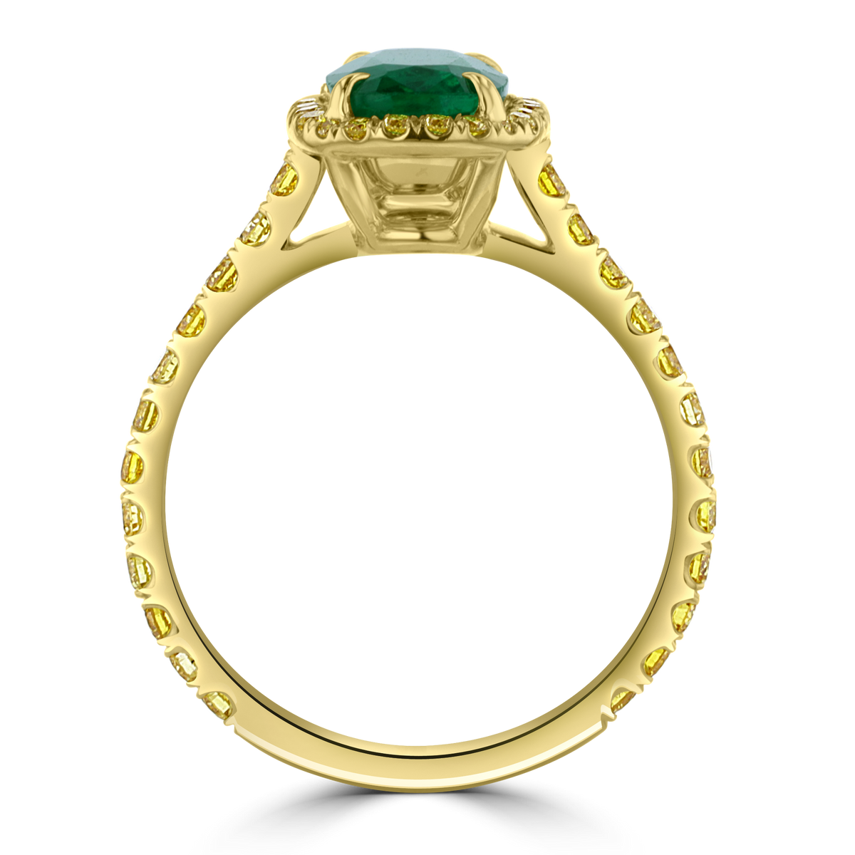 18K YELLOW GOLD 1.39 CTW EMERALD & 0.48 DIAMOND HALO RING 4,4.5,5,5.5,6,6.5,7,7.5,8,8.5,9