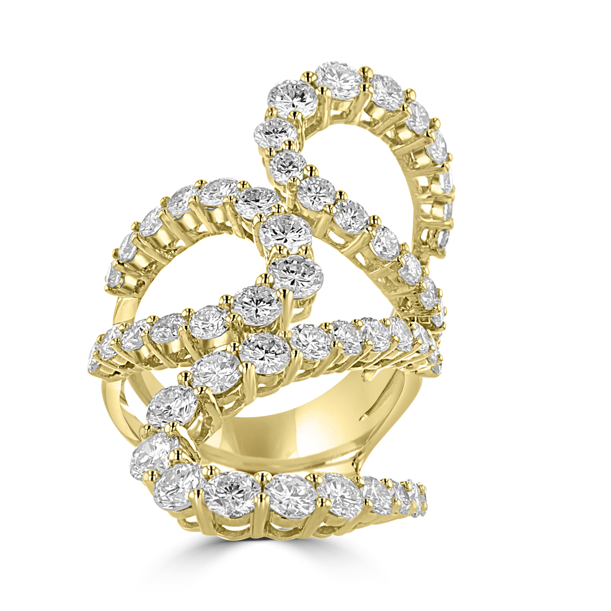 18K YELLOW GOLD 4.92 CTW 3 LOOP DIAMOND FASHION RING 4,4.5,5,5.5,6,6.5,7,7.5,8,8.5,9