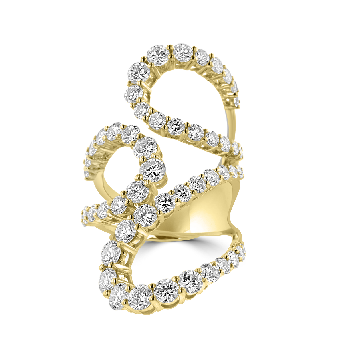 18K YELLOW GOLD 4.92 CTW 3 LOOP DIAMOND FASHION RING 4,4.5,5,5.5,6,6.5,7,7.5,8,8.5,9