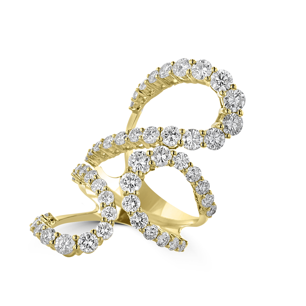 18K YELLOW GOLD 4.92 CTW 3 LOOP DIAMOND FASHION RING 4,4.5,5,5.5,6,6.5,7,7.5,8,8.5,9