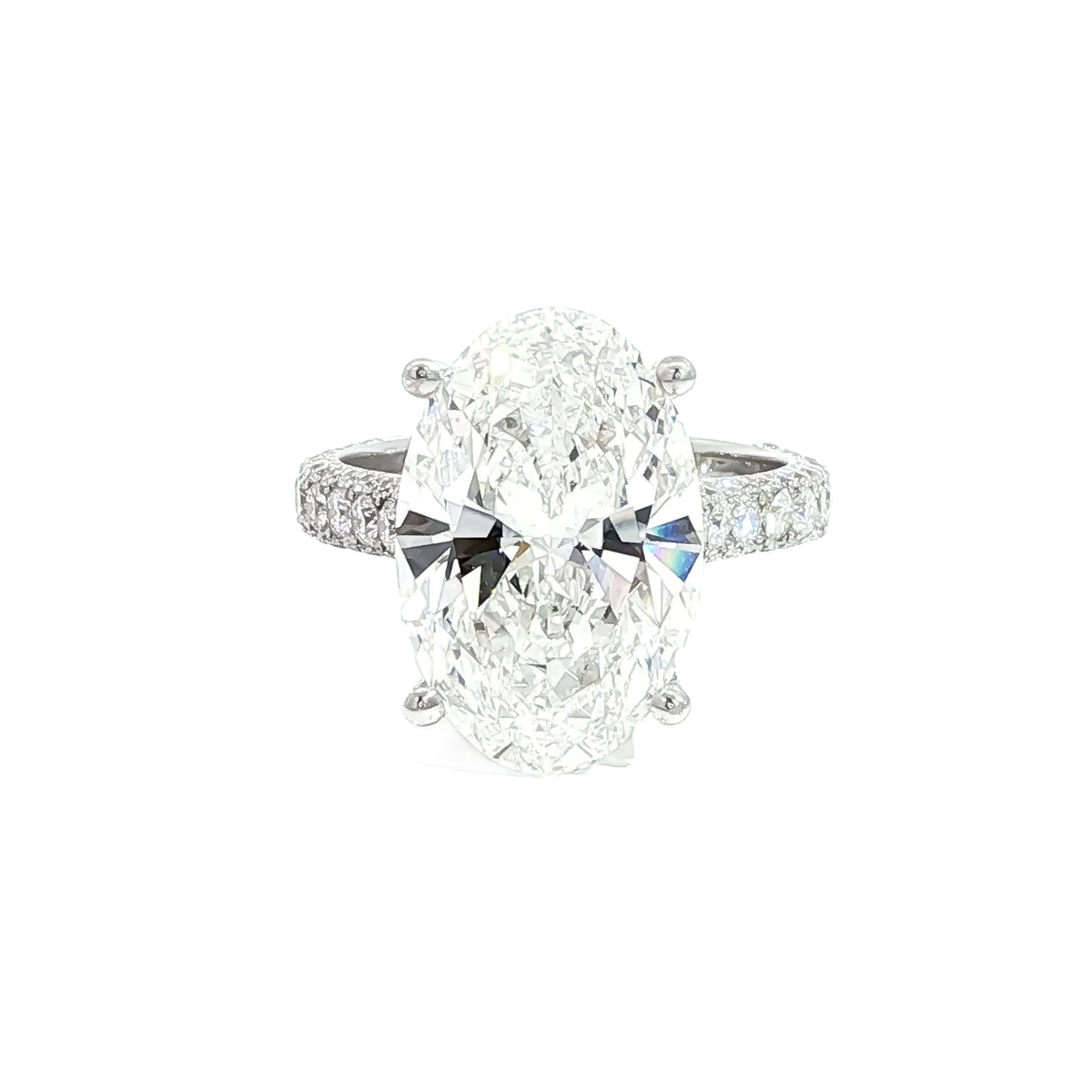 Juleve 18kt White Gold 7.02 ct Oval Diamond with 1.05 ctw Hidden Halo Engagement Ring 5,5.5,6,6.5,7,7.5,8