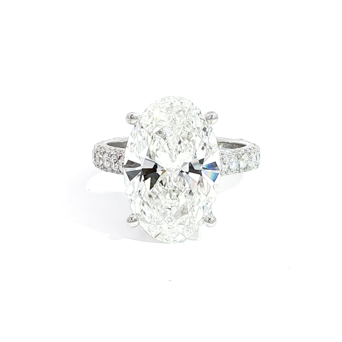 18KT White Gold 7.02 CT Oval Diamond with 1.05 CTW Hidden Halo Engagement Ring 5,5.5,6,6.5,7,7.5,8