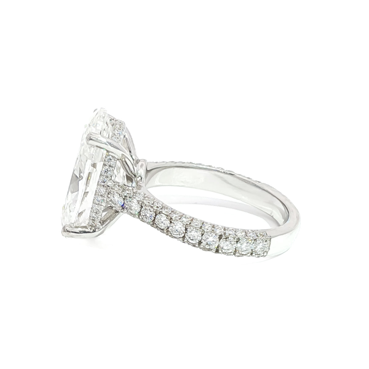 Juleve 18kt White Gold 7.02 ct Oval Diamond with 1.05 ctw Hidden Halo Engagement Ring 5,5.5,6,6.5,7,7.5,8
