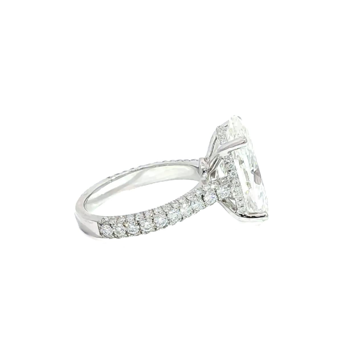 Juleve 18kt White Gold 7.02 ct Oval Diamond with 1.05 ctw Hidden Halo Engagement Ring 5,5.5,6,6.5,7,7.5,8