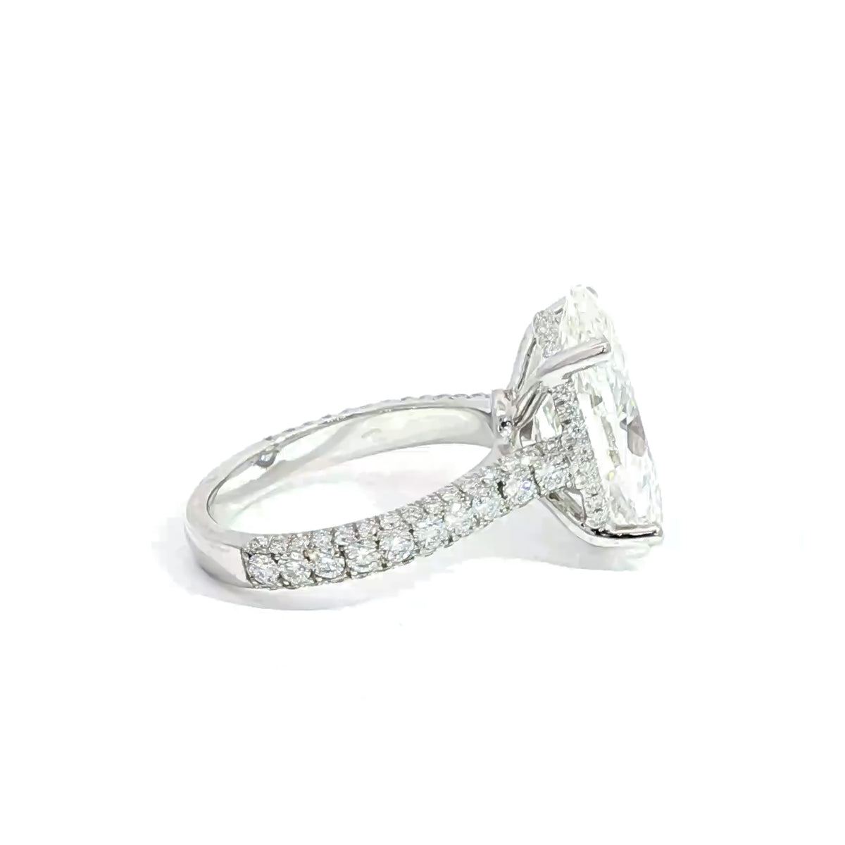 18KT White Gold 7.02 CT Oval Diamond with 1.05 CTW Hidden Halo Engagement Ring 5,5.5,6,6.5,7,7.5,8