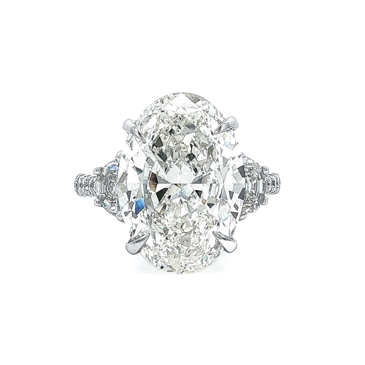 Juleve 18kt White Gold 8.02ct Oval Diamond Three-Stone Pave Engagement Ring 5,5.5,6,6.5,7,7.5,8